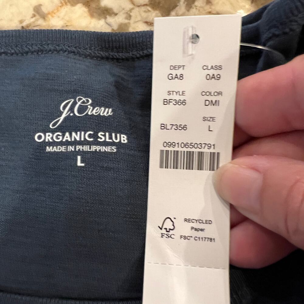 NWT J. Crew Midnight Navy Blue '90s Cropped Organic Slub Cotton T-Shirt - SIZE L - Picture 5 of 7